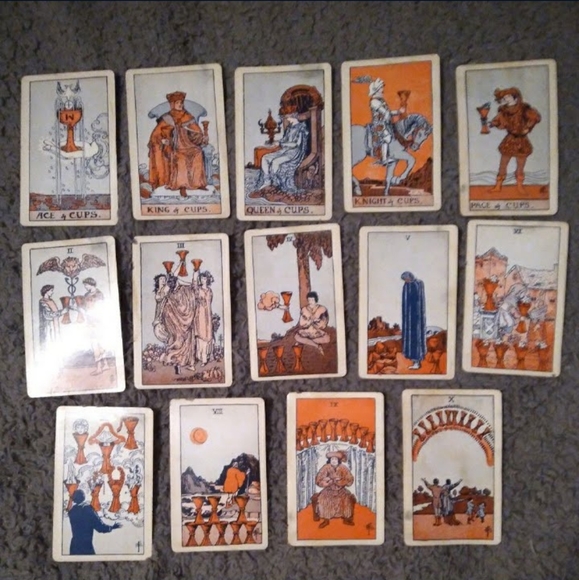 Antique c.1919 ORIGINAL de Laurence's RARE ORANGE deck Tarot Cards - Picture 8 of 12